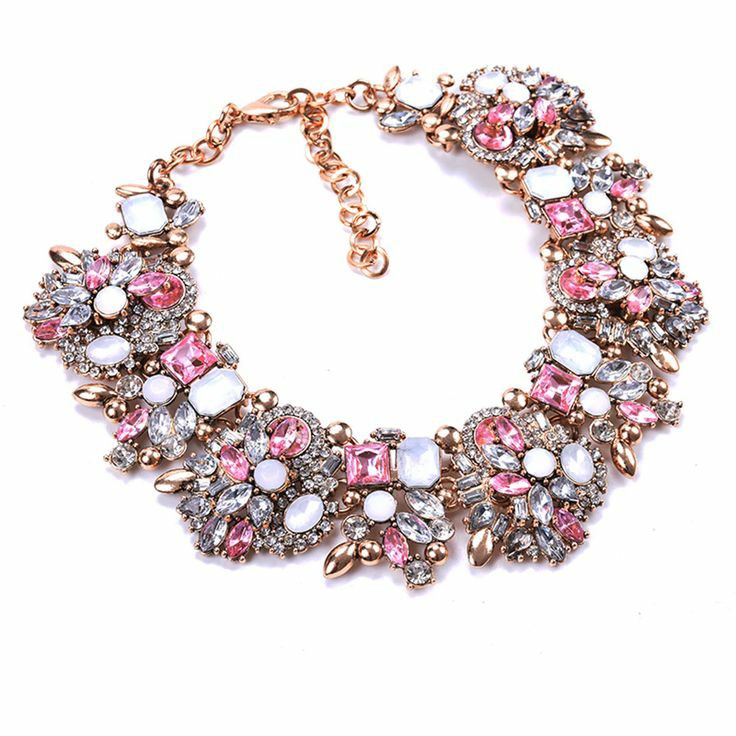 Crystal beads statement necklace