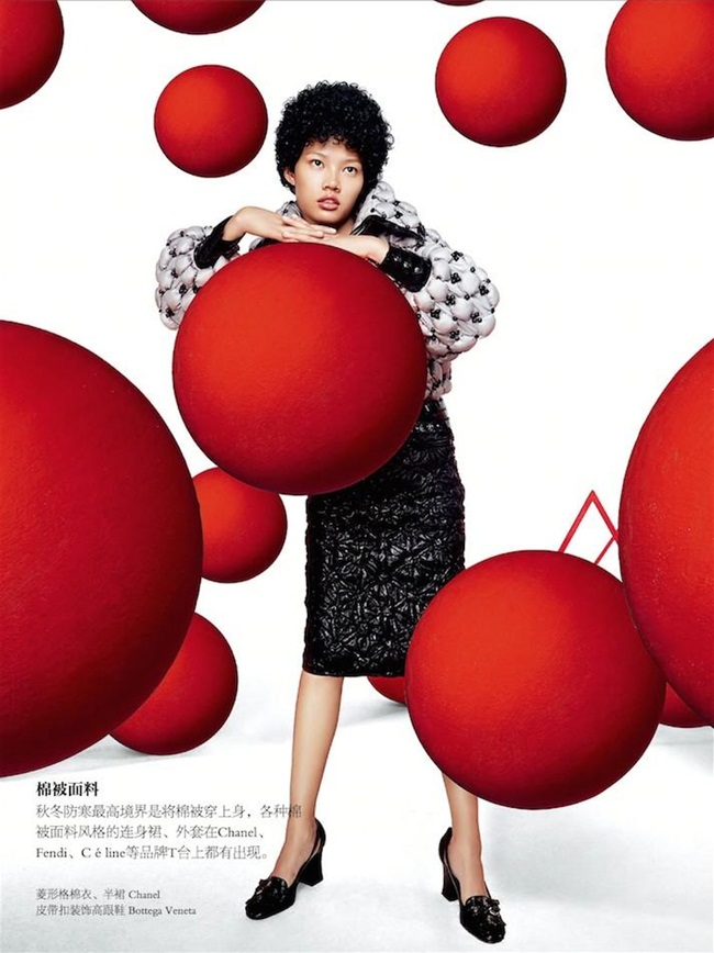 Cosmopolitan China September 2015, Zheng Xiao Meng 鄭曉萌 Chanel 2015 AW Silver Bomber Down Jacket Editorials