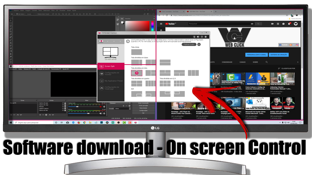 Como baixar e instalar o OnScreen Control Controle na tela/Monitor
