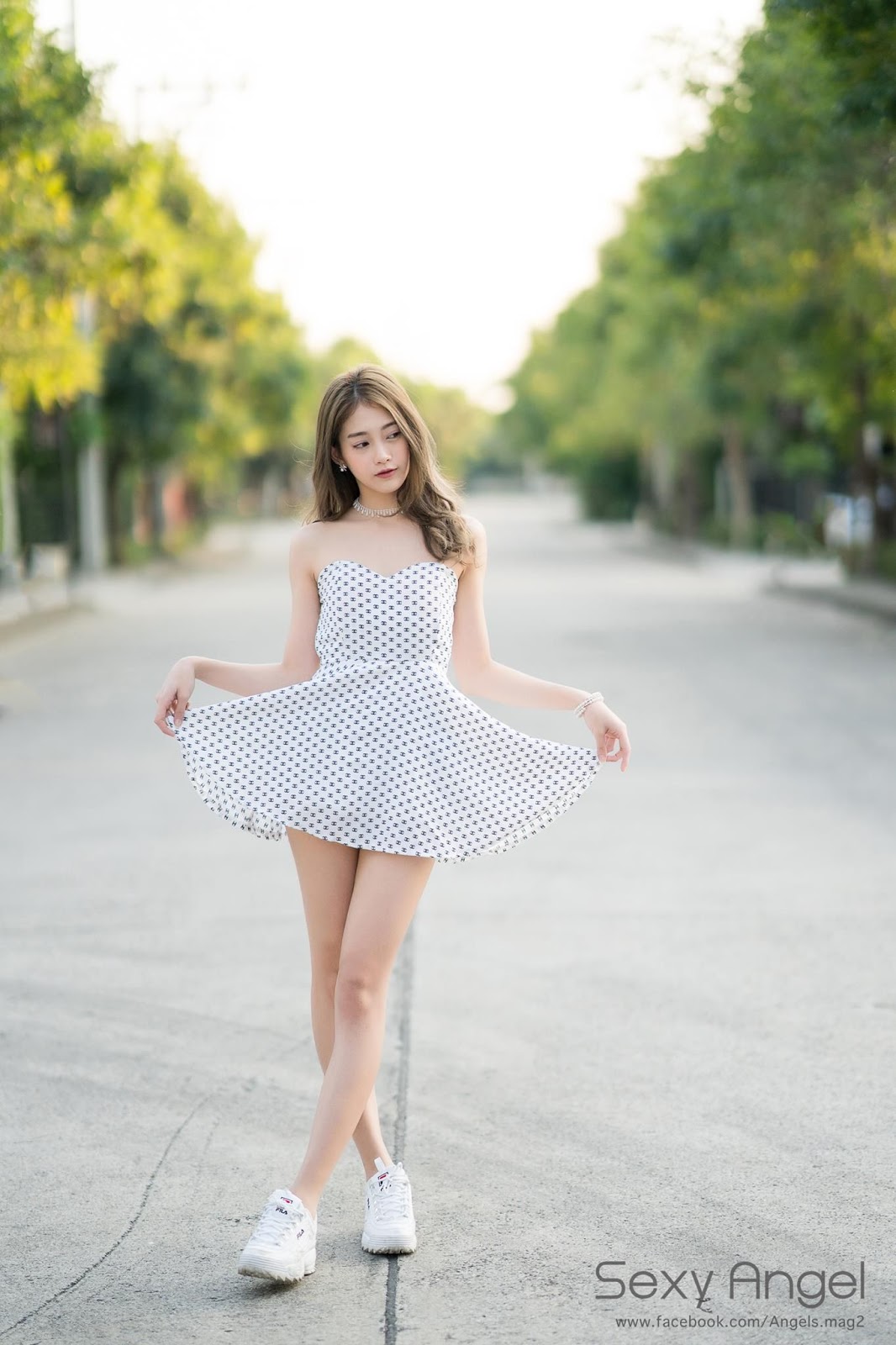 Thailand angel model Pimploy Chitranapawong - Welcoming the sun with Sweetheart mini dress