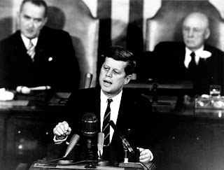 President John F. Kennedy speaking before Congress in May 25, 1961