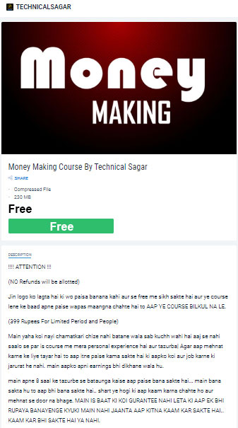 Technical Sagar Money Making Course Free Download