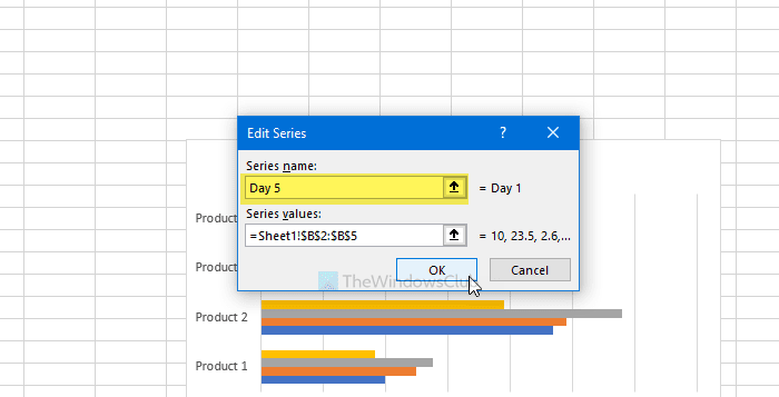 Cómo cambiar el nombre o editar el nombre de la serie de datos en Microsoft Excel