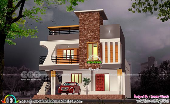 South Indian model modern contemporary house plan