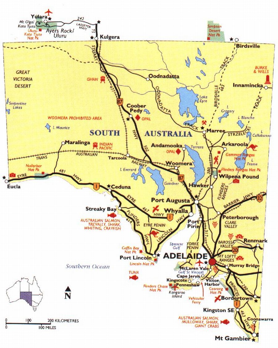 south australia tourism map