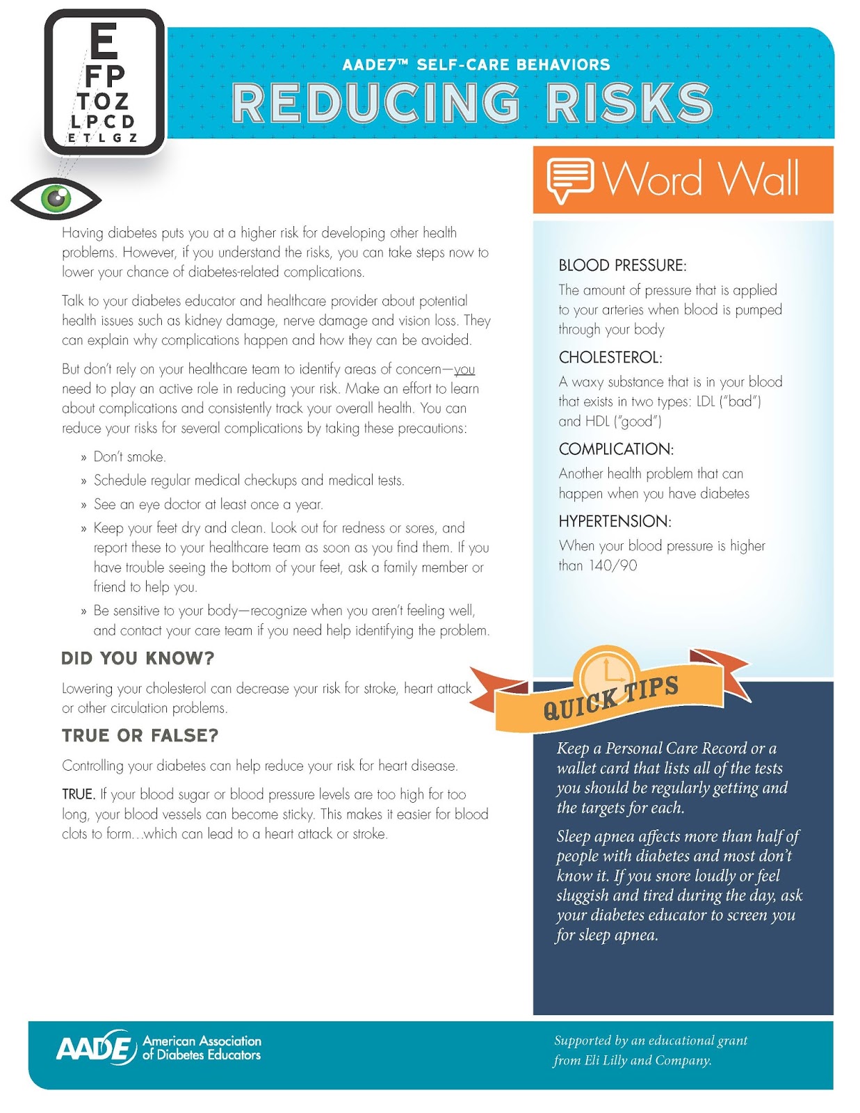 Quay Home Ec: Reduce Your Risk For Complications With Diabetes