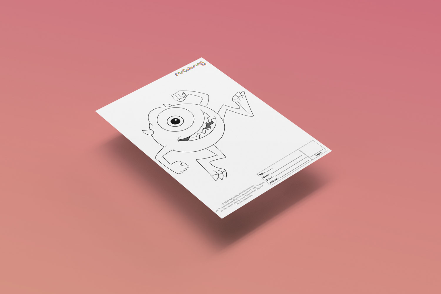 Printable Monster Inc Mike Wazowski Coloring Page Pdf Mrcoloring