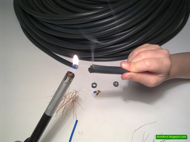 Поджог малодымного и не поддерживающего горение кабеля ВВГнг-LS 3х2,5 (5кл) от Одескабеля
