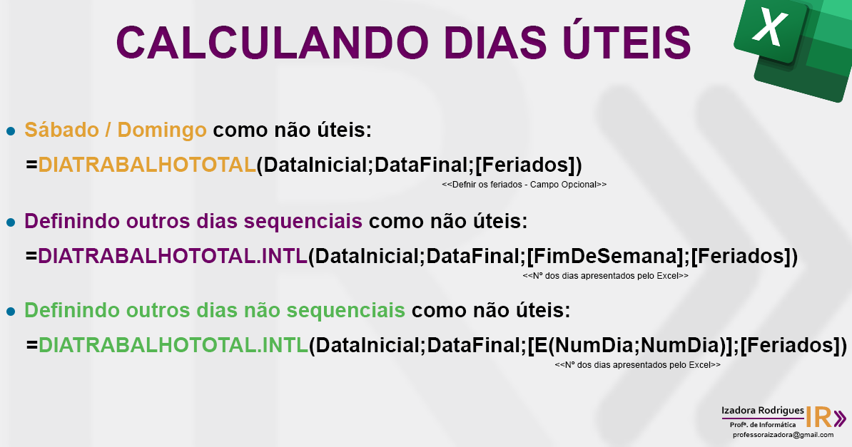 Ajuda Online Calculando dias úteis no Excel