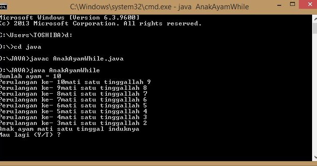 Algoritma Program While Lirik Lagu Anak Ayam Java Hardifal