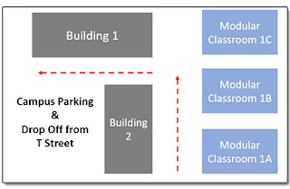 Portable modular classroom site selection for school, church