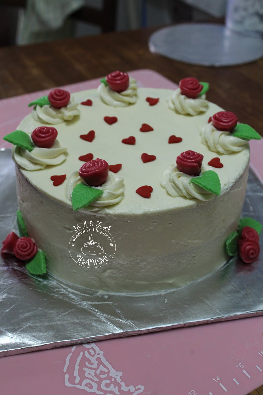 The Scarlet Apron Red Velvet Cake with Red Roses