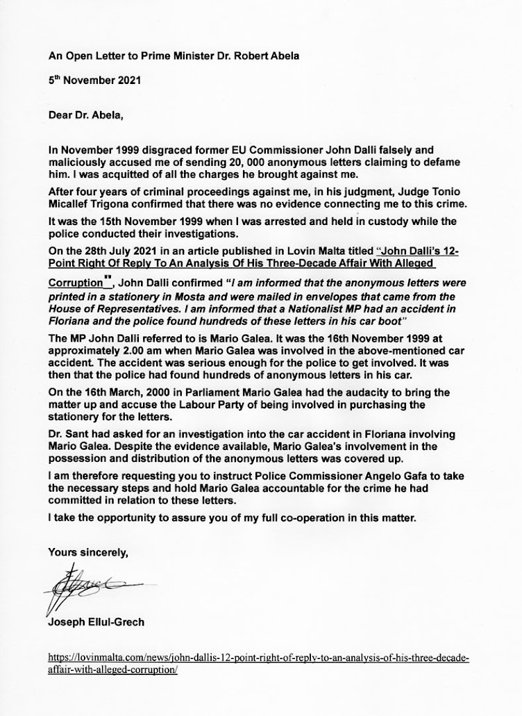Open Letter to Prime Minister Dr Robert Abela