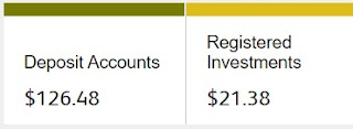 Image shows Bank account balance $126.48 and Investment account   a little over twenty dollars