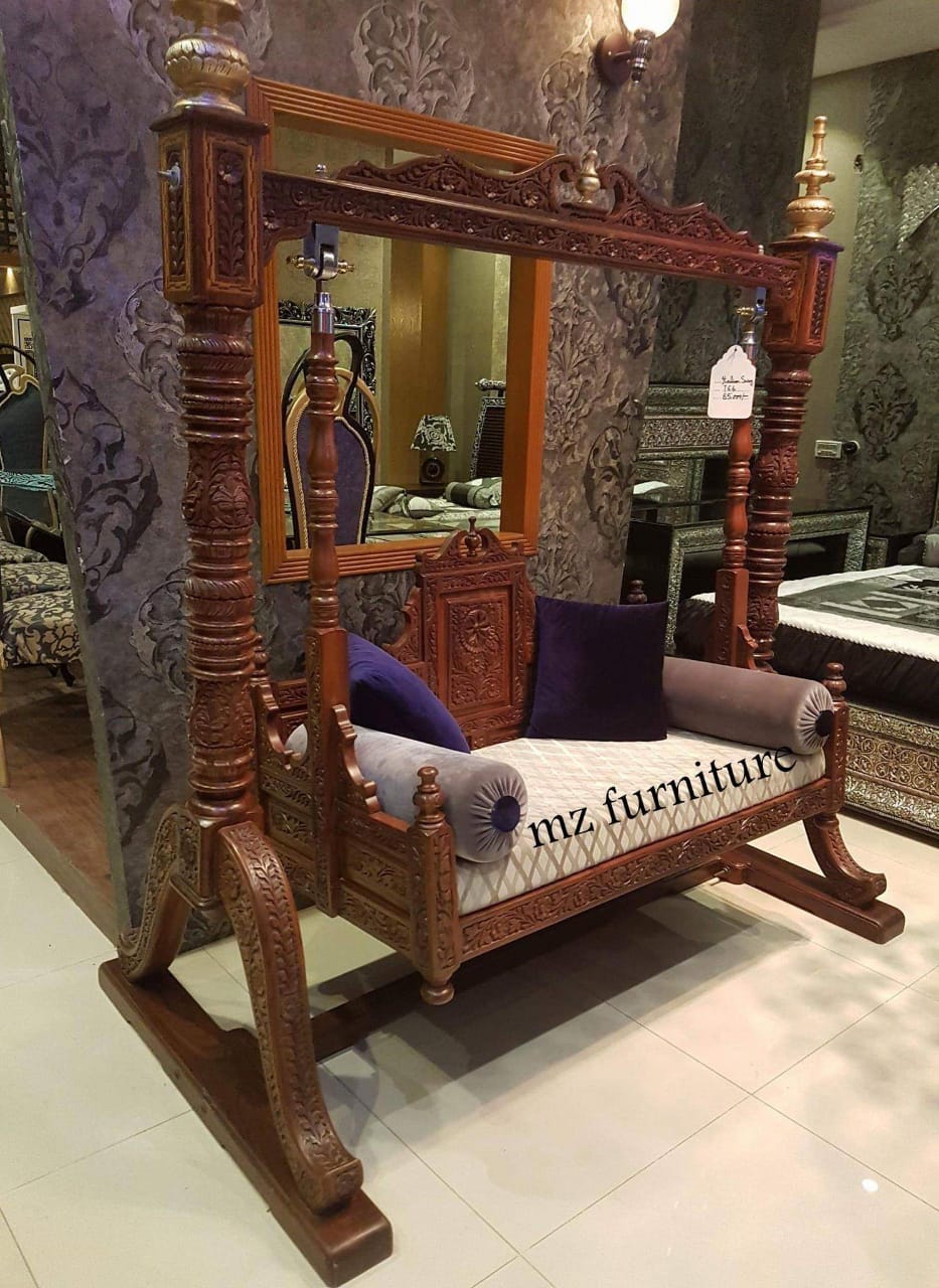 40 Beautiful Wooden Jhoola Designs Wooden Jhula For Living Room