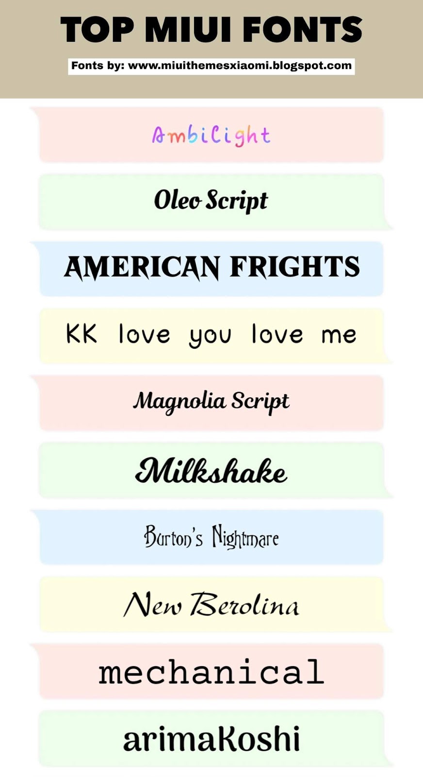 Top 10 Trending MIUI Fonts For Xiaomi Mobile MIUI Fonts Xiaomi