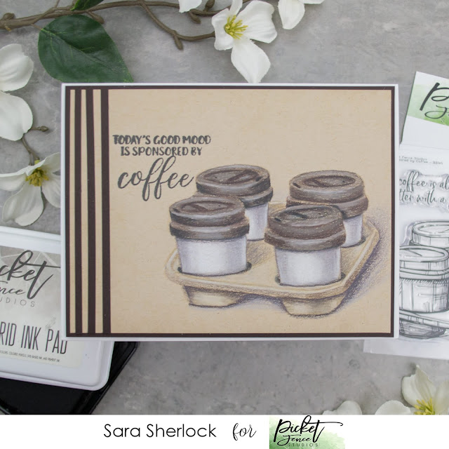 Picket Fence Studios October Release Card: Sponsored by Coffee Stamp, Prismacolor Pencils