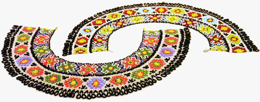 Necklace made of beads "Ukrainian motifs" pattern