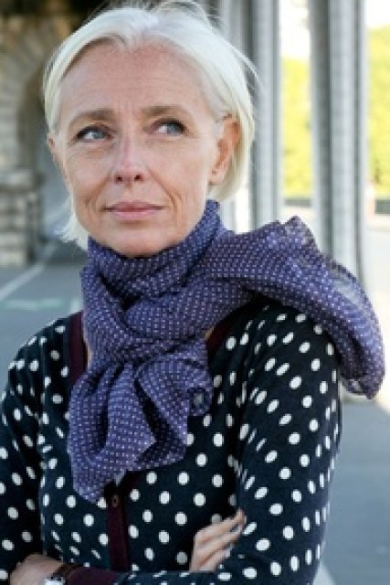 image result for gorgeous midlife woman in polka dots and scarf