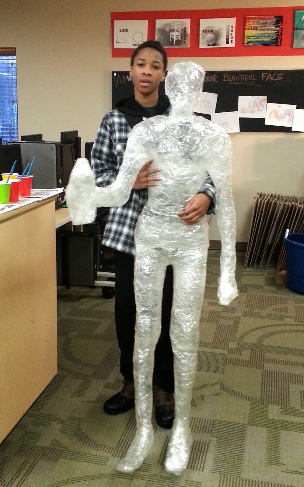 MatSu Central Studio Arts 6th12th grade Packing Tape Sculptures