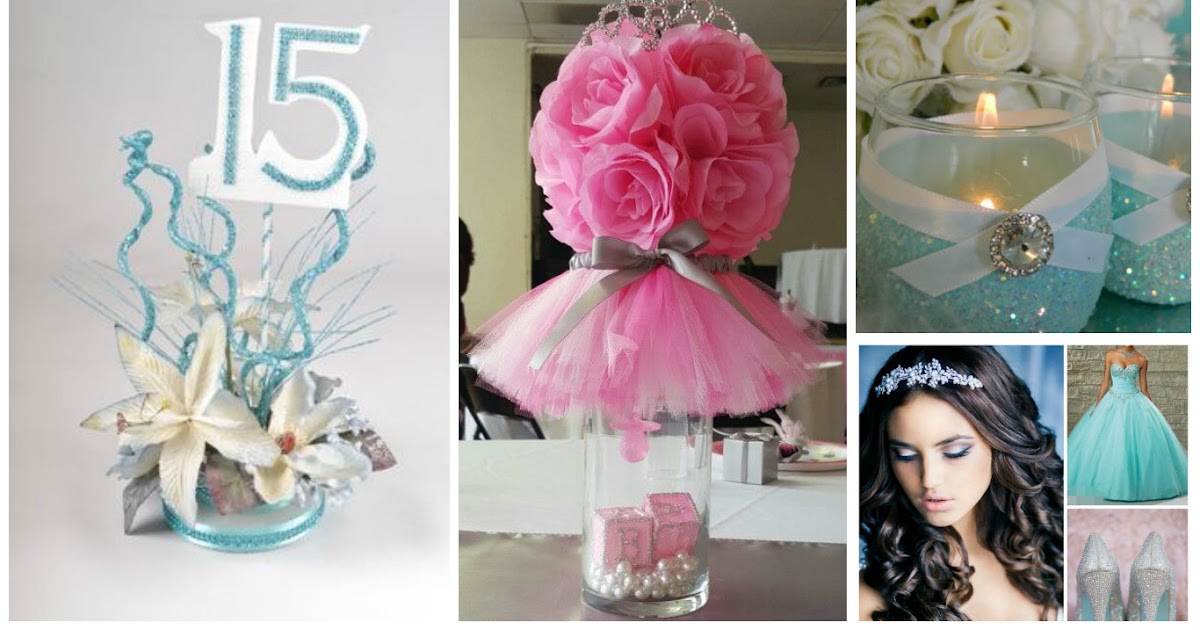 16 Centros de mesa e ideas de decoración para fiesta de 15 años