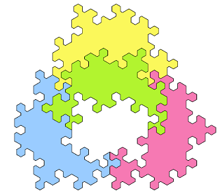 Congruent jigsaw puzzle pieces with 18 alternating tabs and blanks make this tetrad with a hole.