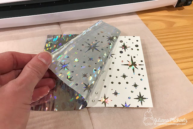 Stencil Foiled Background Tutorial by Juliana Michaels featuring Therm O Web Deco Foil, Therm O Web Transfer Gel, Newton's Nook Designs Stencils and Ranger Ink Distress Oxide
