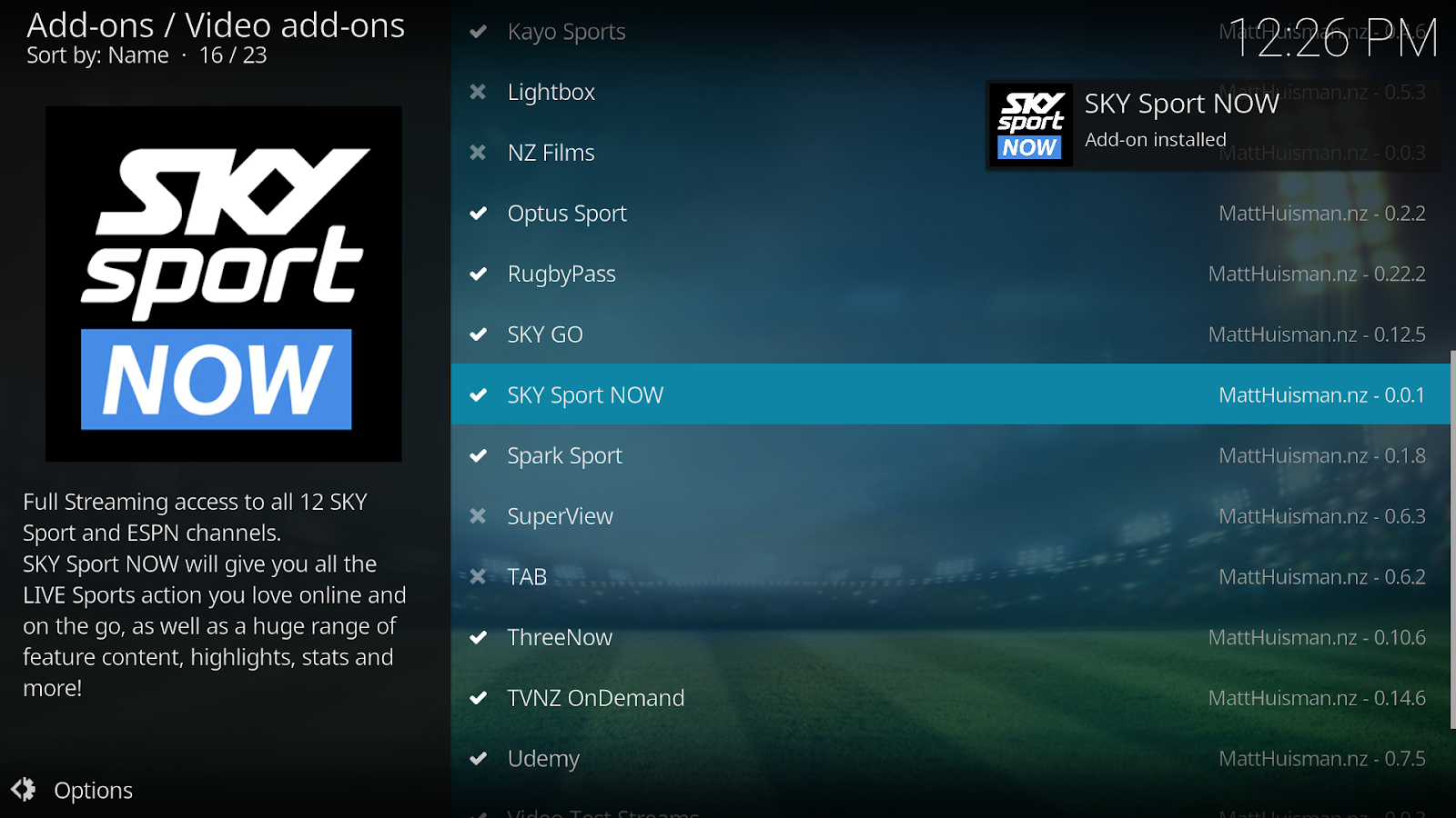 Sky Sport Now Kodi Add-on