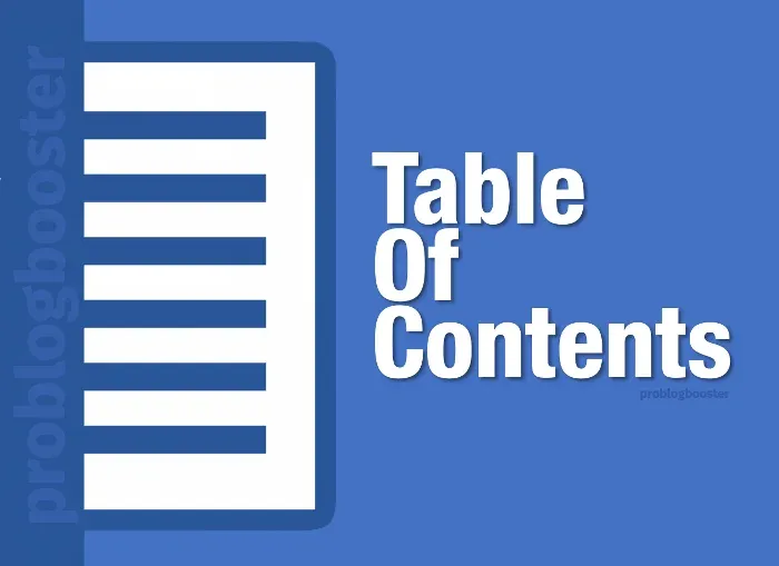 Table Of Contents Problogboster