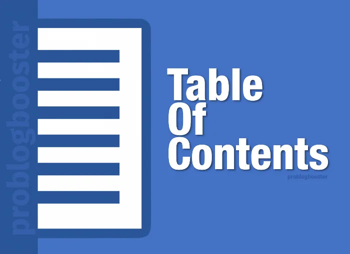 Table Of Contents Problogboster Table Of Contents Problogboster