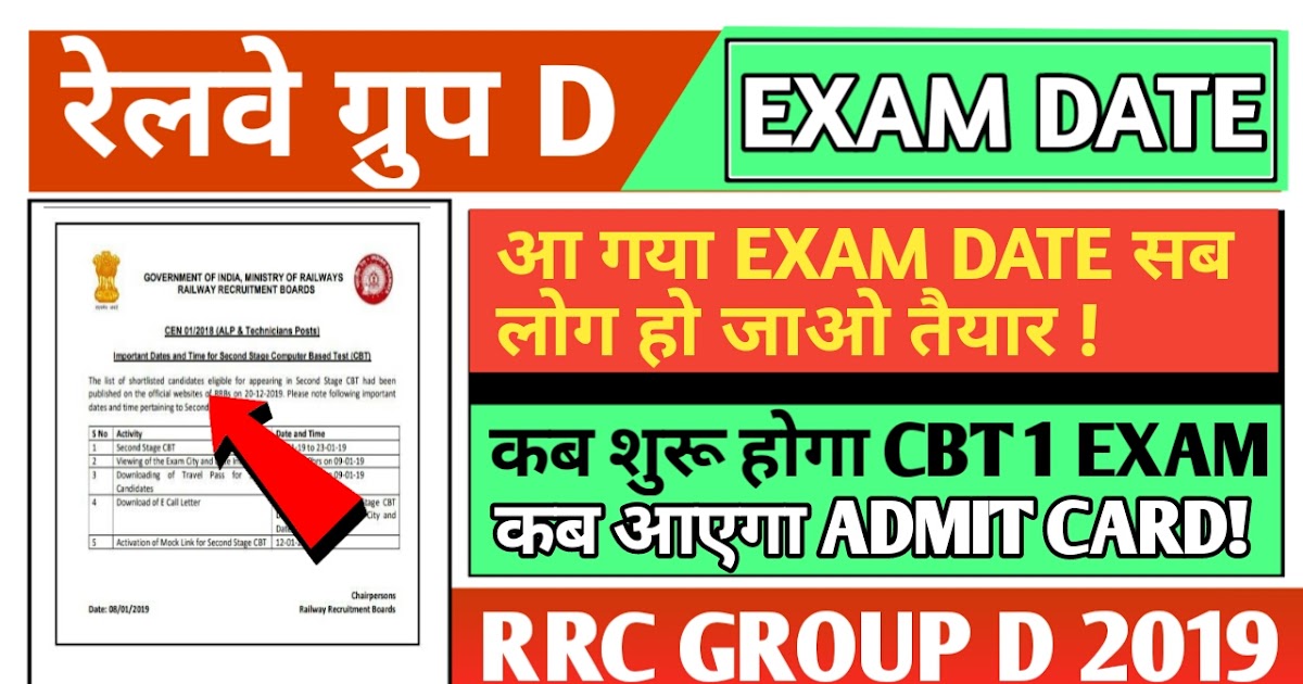 Railway Group D Exam Date RRC GROUP D 201920 Exam Date