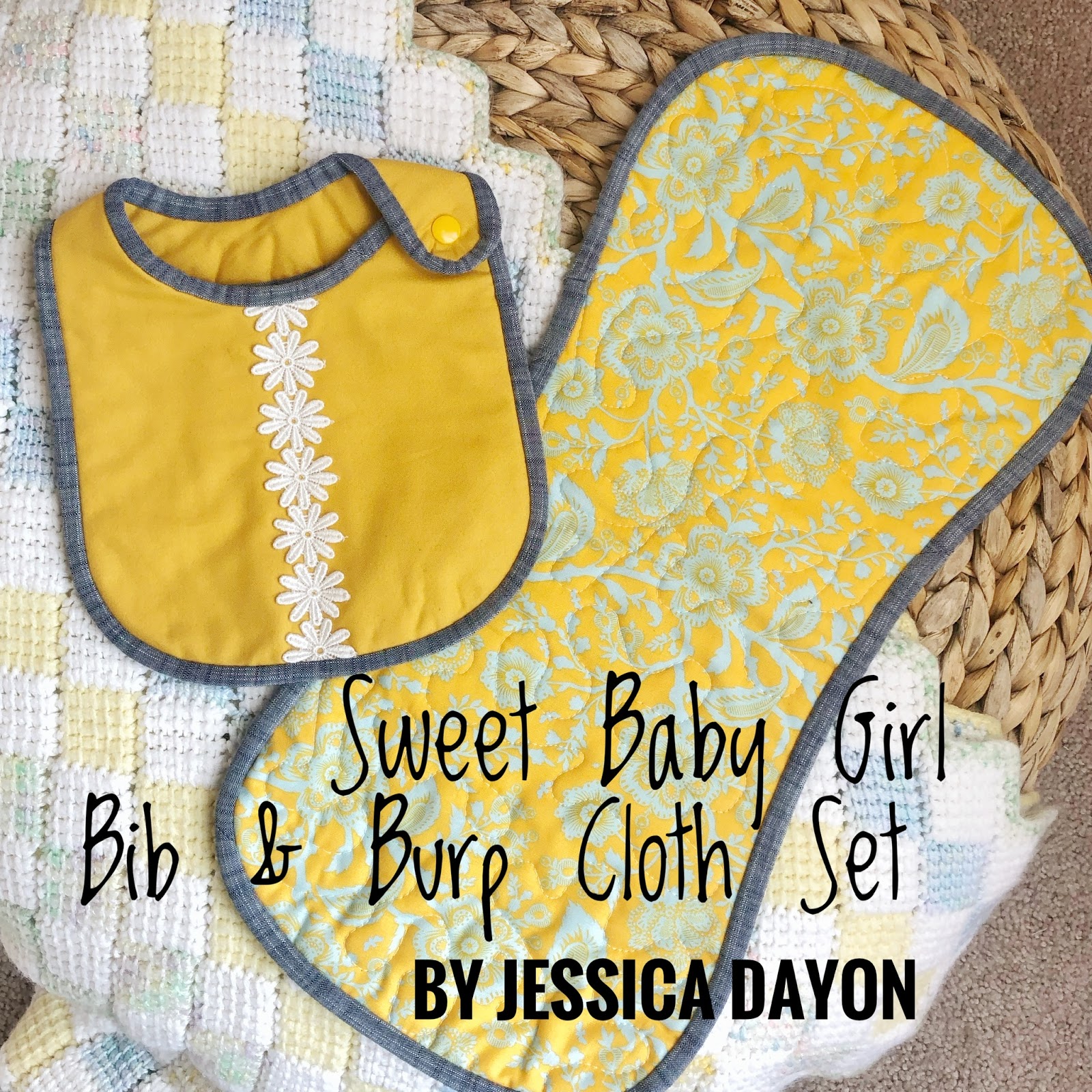 Free Accuquilt Tutorial Sweet Baby Girl Bib & Burp Cloth Set