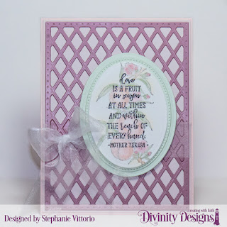 Divinity Designs Stamp Set: Peach Branch  Paper Collection: Romantic Roses, Custom Dies: Pierced Ovals  Ovals  Lattice Background