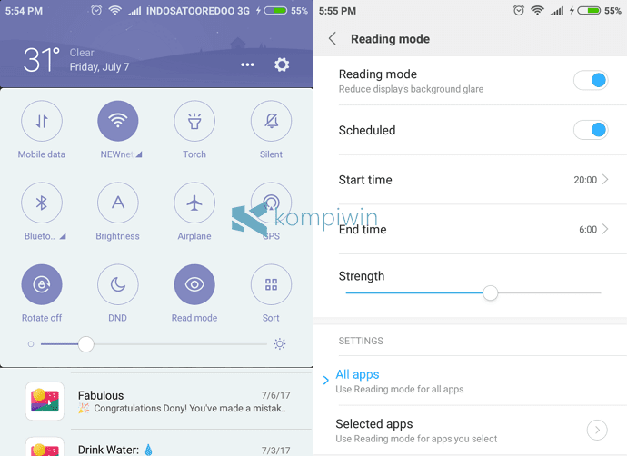 xiaomi reading mode blue light filter