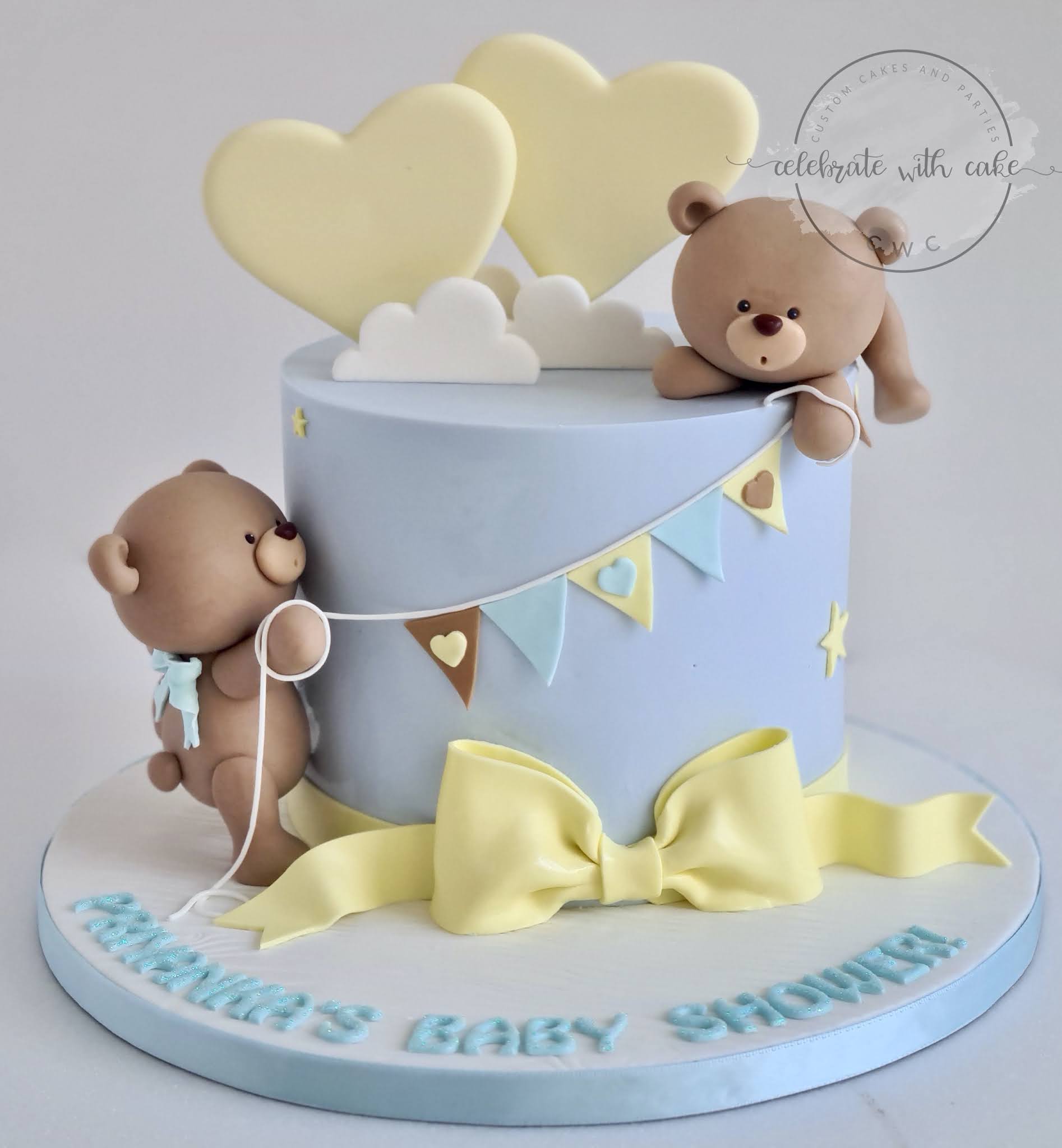 Teddy Bear themed Baby Shower single tier Cake