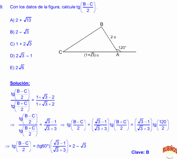 LEY DE TANGENTES EJERCICIOS RESUELTOS