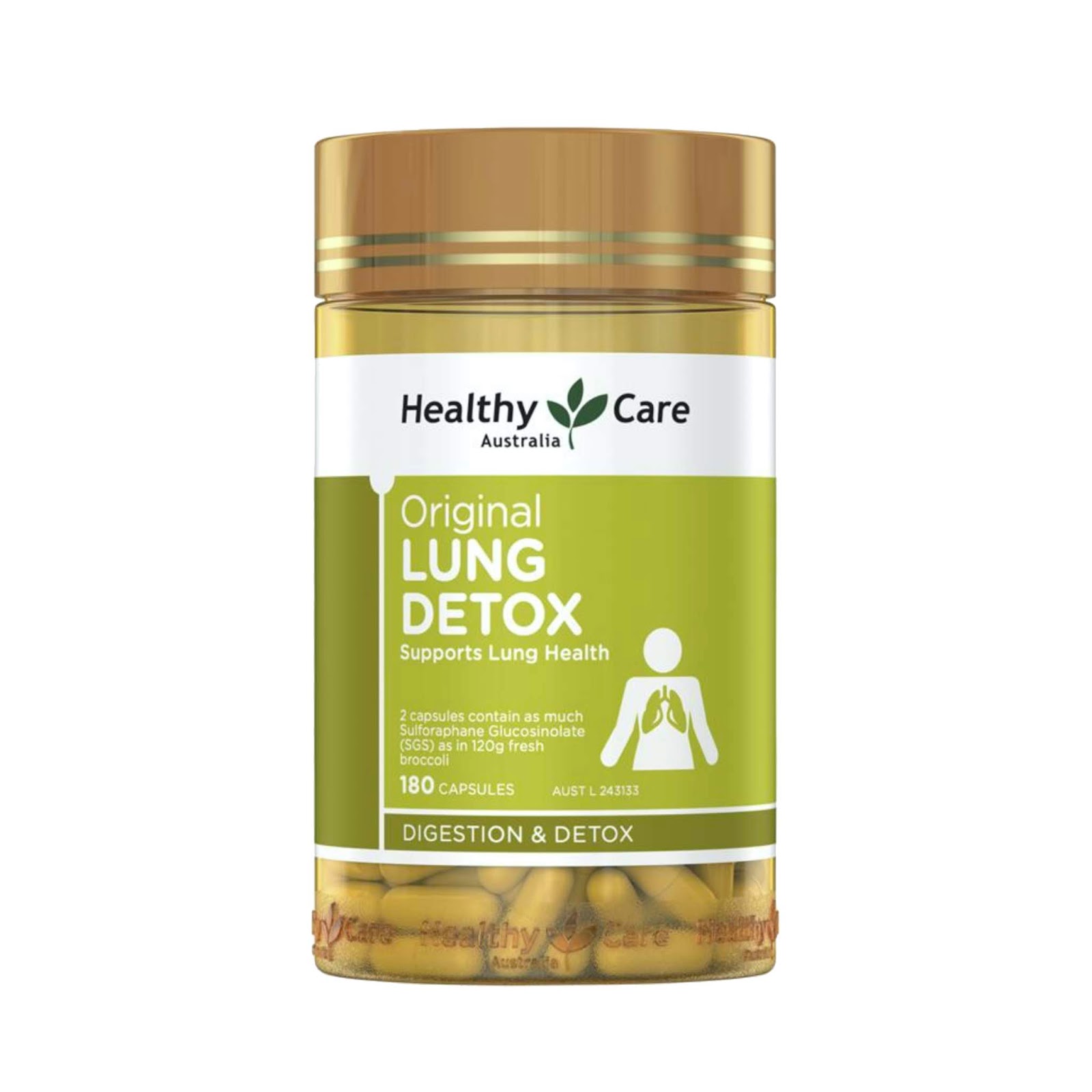 Thải độc phổi với Healthy Care Original Lung Detox 180v/hop (Mẫu mới)