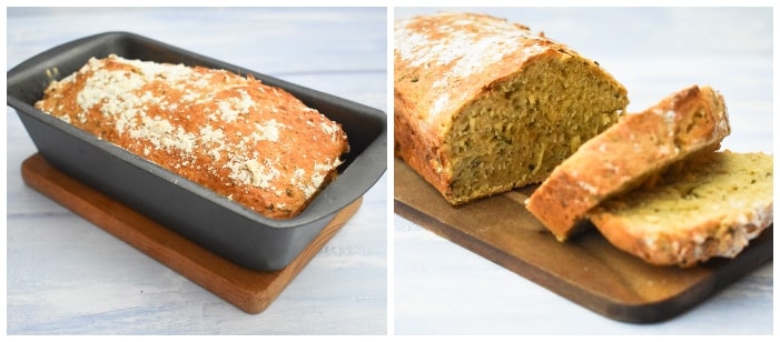 making cheese & chive beer bread - step 6 making cheese & chive beer bread - step 6 - baked loaf, cooled and sliced
