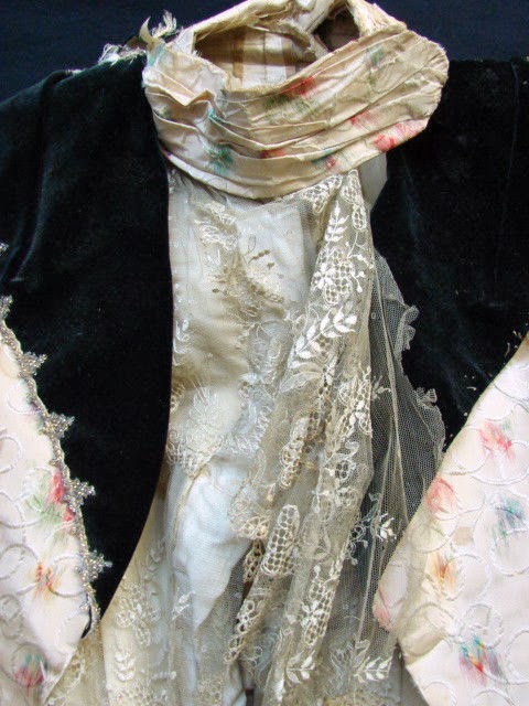 At Auction: Edwardian Silk & Lace Wedding Gown with Silk Bows & Attached  Detail