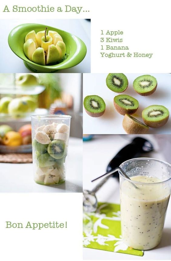 A smoothie a day... apple, kiwi, banana, yogurt & honey... sign me up. I usually have a smoothie a day already! :)