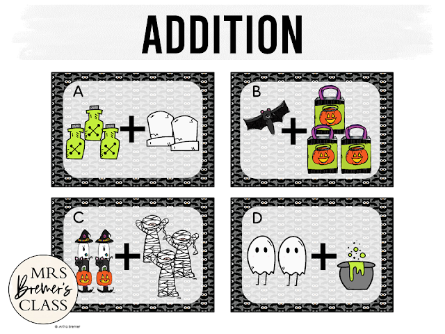 Kindergarten Math and Literacy Centers for Halloween