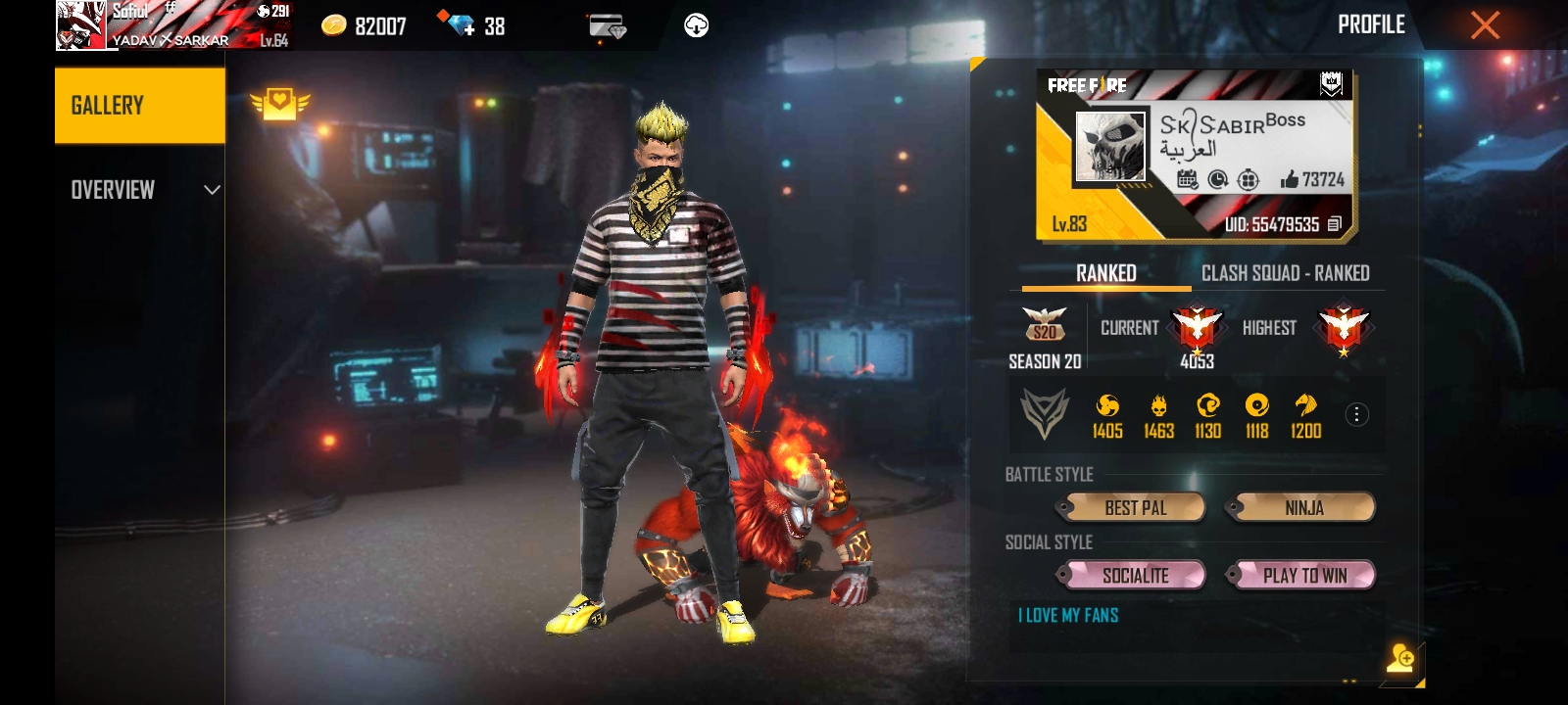 Sk Sabir Boss free fire id, name, photo diteles Hredom