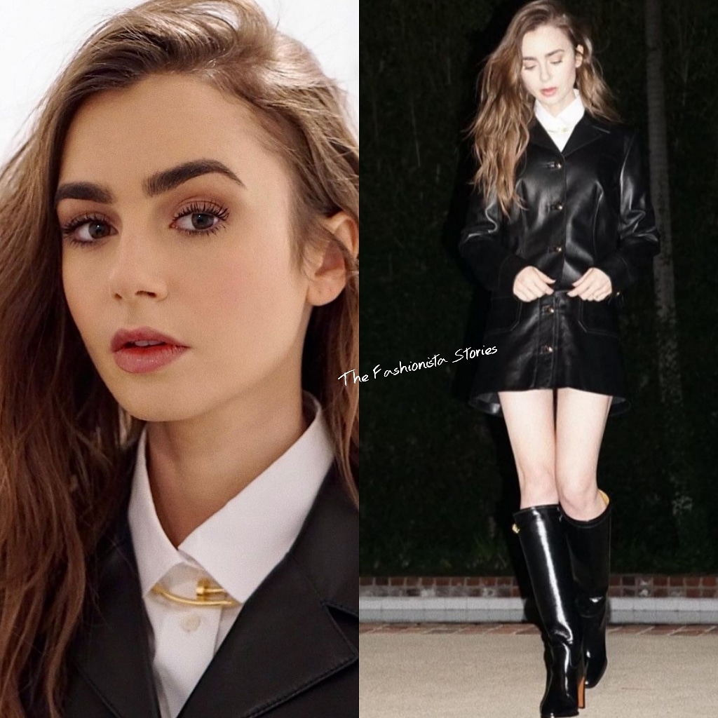 Instagram Style: Lily Collins in Christian Dior Doing Virtual Press