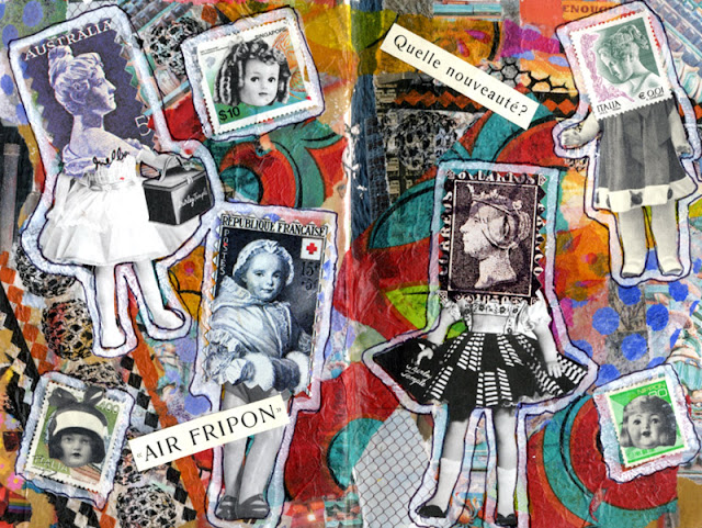 Altered book with doll collages