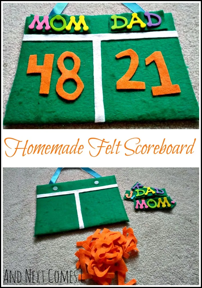 DIY no-sew felt scoreboard for kids from And Next Comes L