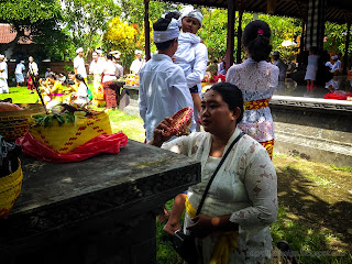 Offering And Praying To The Dead Souls During Galungan Holiday At Dalem Temple Ringdikit