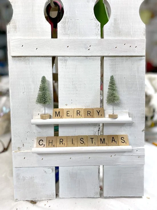 Repurposed Scrabble Christmas Decoration with Pickets