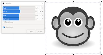 Inkscape Greyscale Filter - Cartoon Monkey Face