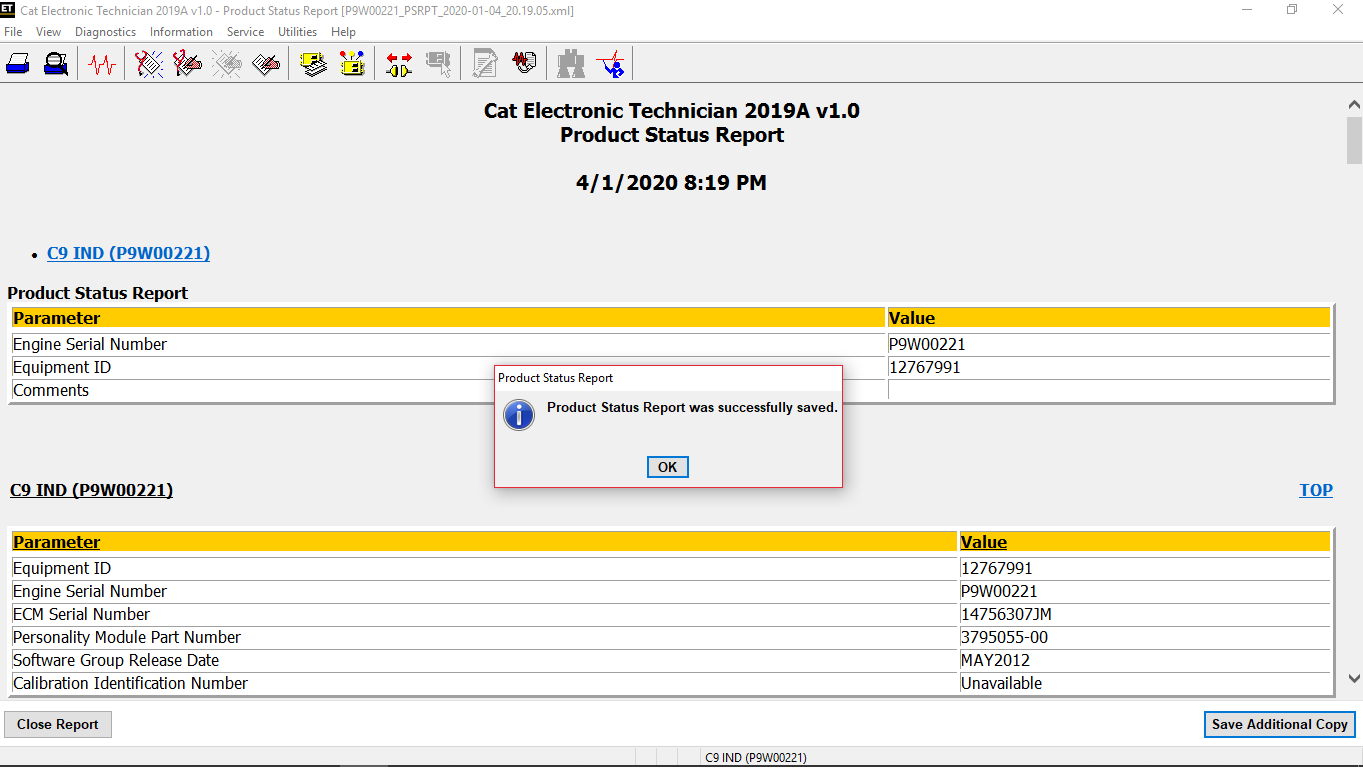 Create Product Status Report on Caterpillar ET Software Blog.Teknisi