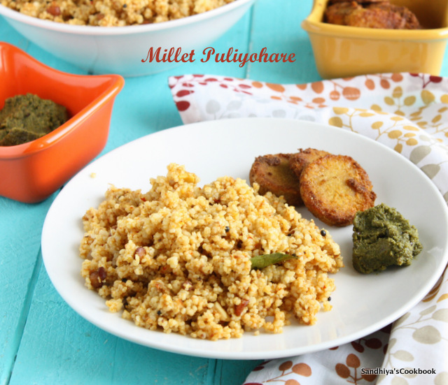 Sandhiya's Cookbook Samai Puliyodharai Millet Puliyodharai Millet